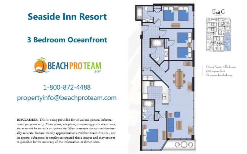Seaside Inn Floor Plan C - 3 Bedroom Oceanfront